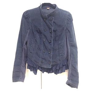 Free People Cord Victorian Ruffle Jacket